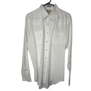 Vintage Sheplers Western Shirt Men 16.5-37 White Pearl Snap Cowboy Rodeo White